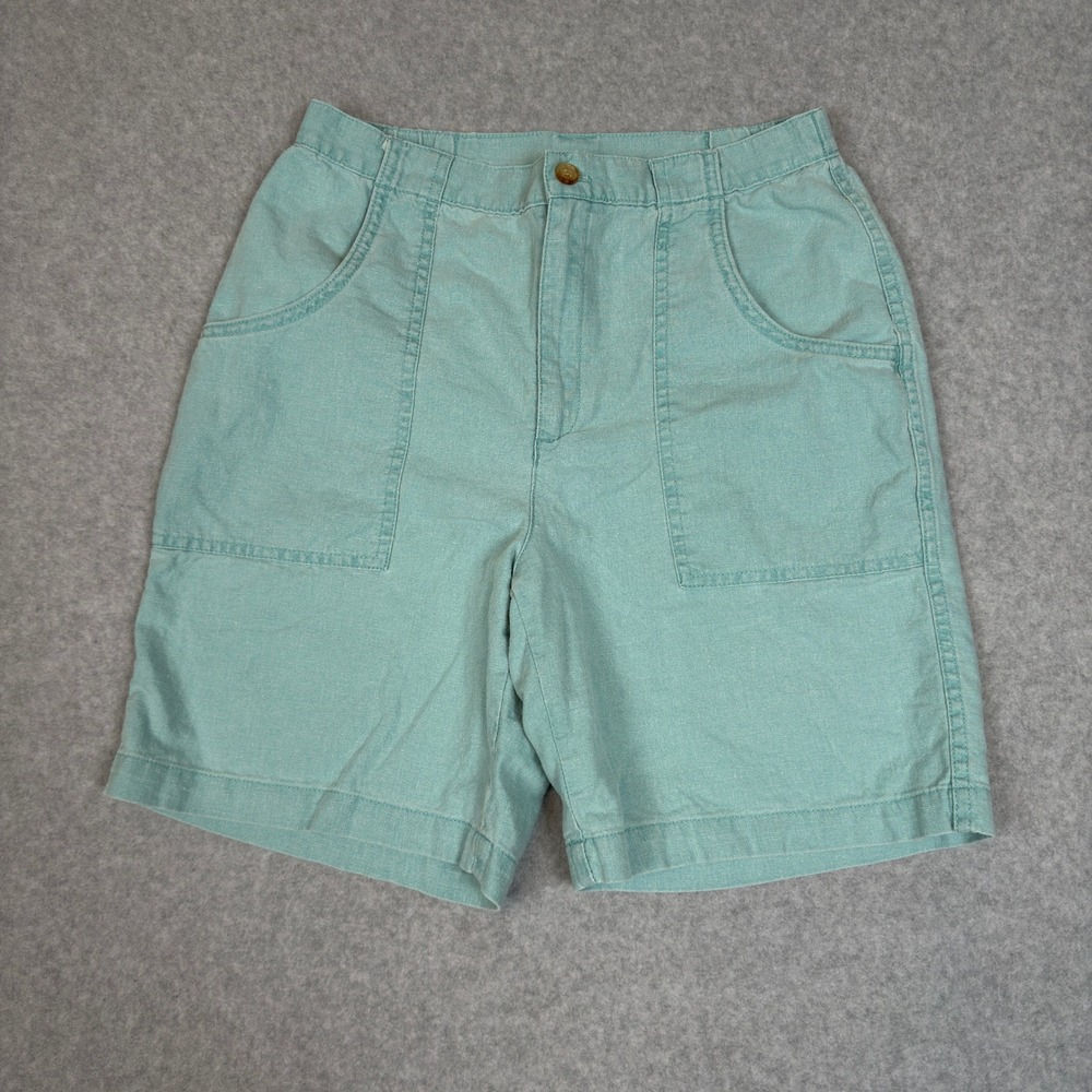 Orvis Women's Size 6 Linen Blend Shorts Teal Utility Casual Travel